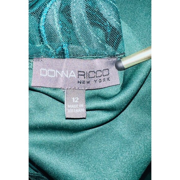 Donna Ricco New York Womens Size 12 Green Velvet Floral Lace Dress - Picture 3 of 3